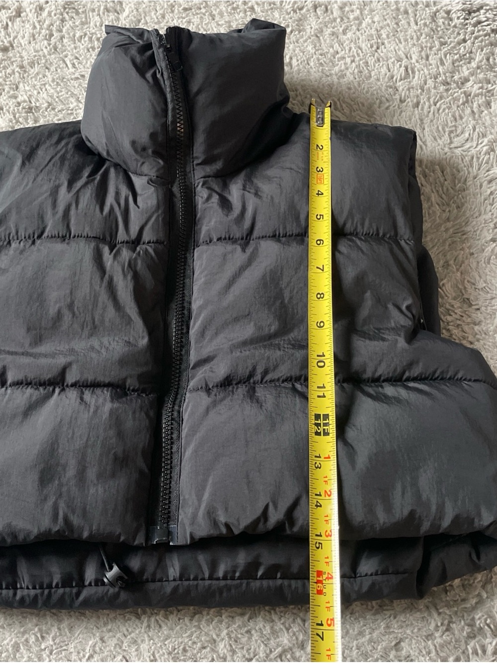 Women’s Puffer Crop Vest High Neck Black Zip Up Sz S - Picture 8 of 8